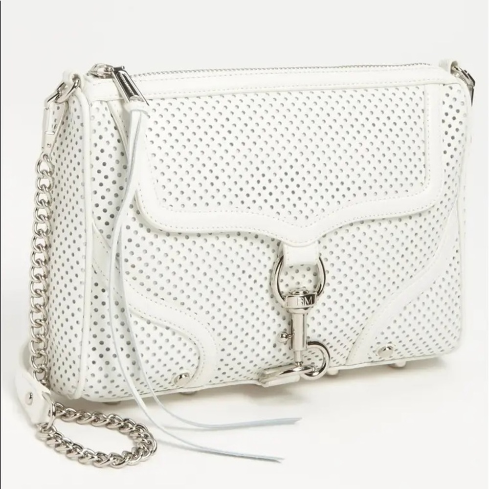 Rebecca Minkoff White Perforated Leather Mini MAC Crossbody
